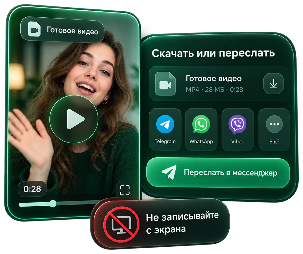 Готовое видео: скачать или переслать в мессенджер