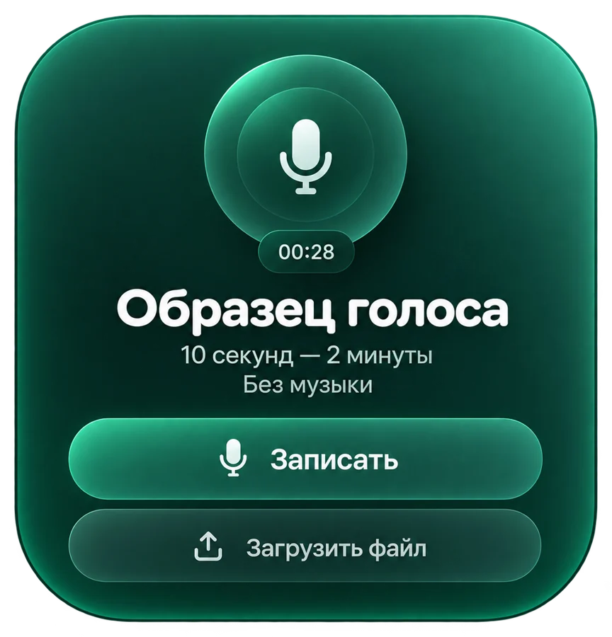 Образец голоса: записать или загрузить файл